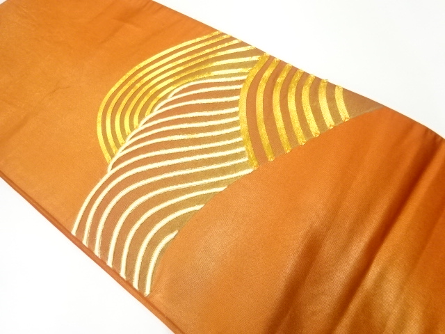 JAPANESE KIMONO / VINTAGE FUKURO OBI / EMBROIDERY / WAVE